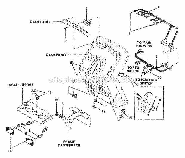 Electrical Diagram and Parts List for 2086 880001-899000, 14A-735-100, 146-735-100 Cub Cadet Lawn Tractor